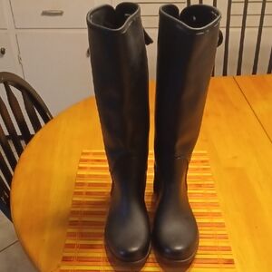 Coach Black Lace-Up Rain Boots